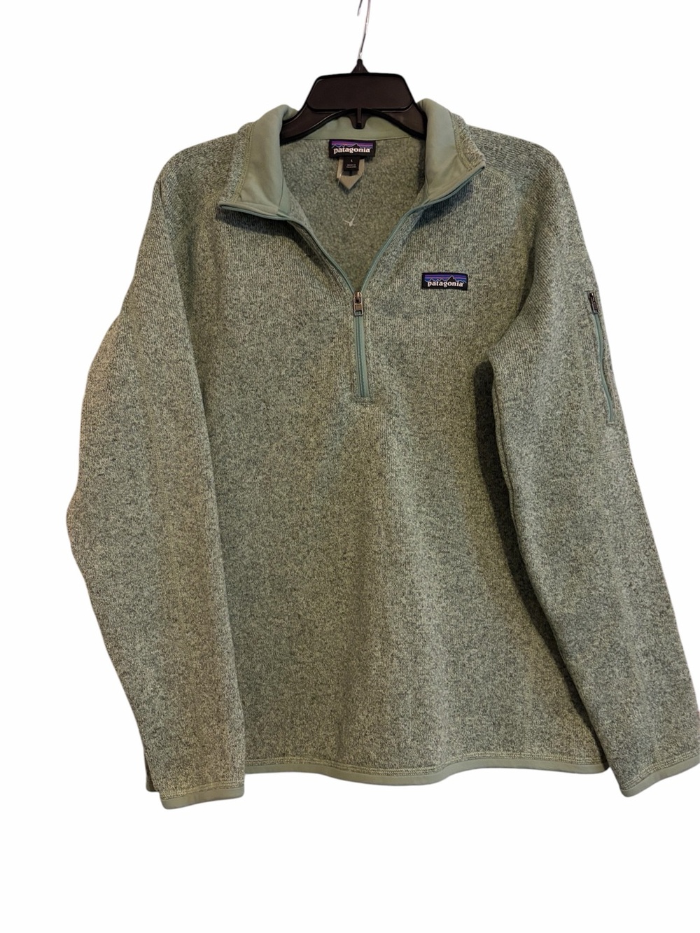 Patagonia light green better sweater quarter zip jacket